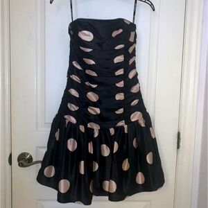 Betsey Johnson strapless black/pink polka dot dress
